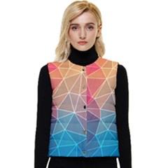 Multicolored Geometric Origami Idea Pattern Women s Short Button Up Puffer Vest by Jancukart