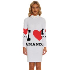 I Love Amanda Long Sleeve Shirt Collar Bodycon Dress by ilovewhateva