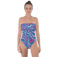 Liquid Art Pattern Tie Back One Piece Swimsuit by GardenOfOphir