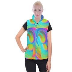 Contemporary Fluid Art Pattern In Bright Colors Women s Button Up Vest by GardenOfOphir