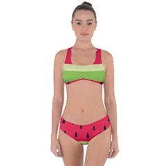 Watermelon Fruit Food Healthy Vitamins Nutrition Criss Cross Bikini Set by Wegoenart