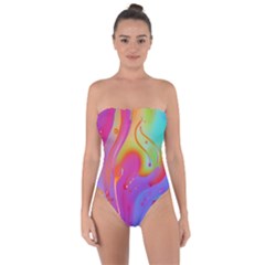 Beautiful Fluid Shapes In A Flowing Background Tie Back One Piece Swimsuit by GardenOfOphir