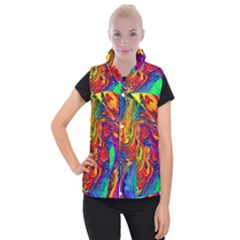 Waves Of Colorful Abstract Liquid Art Women s Button Up Vest by GardenOfOphir