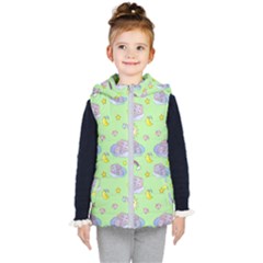 Elephant Sleeping Elephants Background Kids  Hooded Puffer Vest by Wegoenart