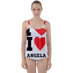 I Love Angela  Twist Front Tankini Set by ilovewhateva