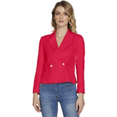 Medium Candy Apple Red	 - 	long Sleeve Revers Collar Cropped Jacket by ColorfulWomensWear