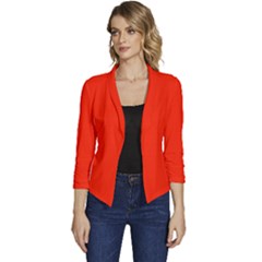 Scarlet Red	 - 	casual 3/4 Sleeve Spring Jacket by ColorfulWomensWear