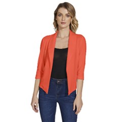 Portland Orange	 - 	draped Front 3/4 Sleeve Shawl Collar Jacket by ColorfulWomensWear