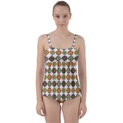 Pattern Twist Front Tankini Set by GardenOfOphir