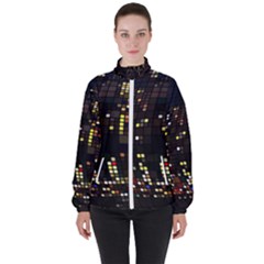 Abstract Visualization Graphic Background Textures Women s High Neck Windbreaker