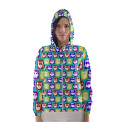 Colorful Whimsical Owl Pattern Women s Hooded Windbreaker by GardenOfOphir