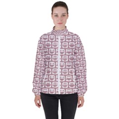 Light Pink And White Owl Pattern Women s High Neck Windbreaker