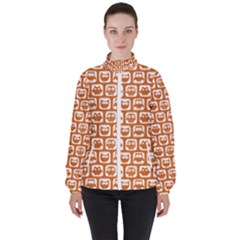 Orange And White Owl Pattern Women s High Neck Windbreaker