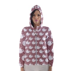 Cute Whale Illustration Pattern Women s Hooded Windbreaker by GardenOfOphir