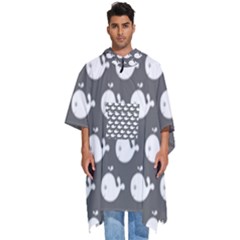 Cute Whale Illustration Pattern Men s Hooded Rain Ponchos by GardenOfOphir