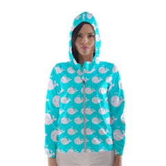 Cute Whale Illustration Pattern Women s Hooded Windbreaker by GardenOfOphir