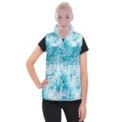 Tropical Blue Ocean Wave Women s Button Up Vest by Jack14