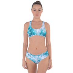 Tropical Blue Ocean Wave Criss Cross Bikini Set by Jack14