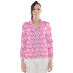 Pink Gerbera Daisy Vector Tile Pattern Women s Windbreaker by GardenOfOphir