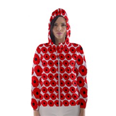 Red Peony Flower Pattern Women s Hooded Windbreaker by GardenOfOphir