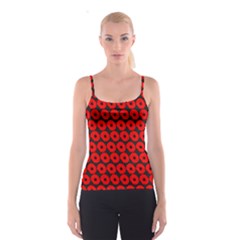 Charcoal And Red Peony Flower Pattern Spaghetti Strap Top by GardenOfOphir