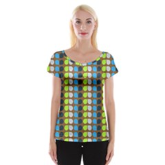 Colorful Leaf Pattern Cap Sleeve Top by GardenOfOphir