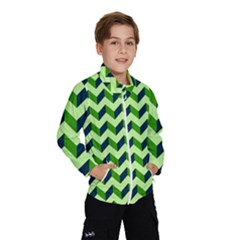 Modern Retro Chevron Patchwork Pattern Kids  Windbreaker by GardenOfOphir