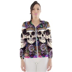 Dead Cute Skull Floral Women s Windbreaker by GardenOfOphir