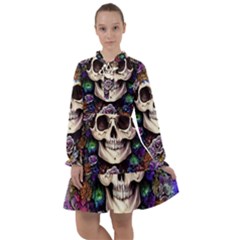Dead Cute Skull Floral All Frills Chiffon Dress by GardenOfOphir