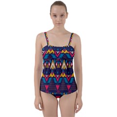 Pattern Colorful Aztec Twist Front Tankini Set by Wegoenart