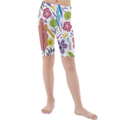 Flowers-101 Kids  Mid Length Swim Shorts