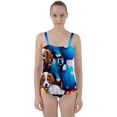 Cute Dog Dogs Animal Pet Twist Front Tankini Set by Semog4