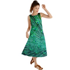 Green And Blue Peafowl Peacock Animal Color Brightly Colored Summer Maxi Dress by Semog4