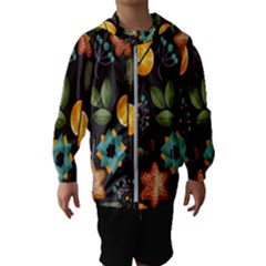 Christmas Seamless Pattern Kids  Hooded Windbreaker