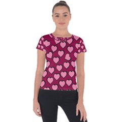 Pattern Pink Abstract Heart Love Short Sleeve Sports Top 