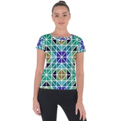 Mosaic-triangle-symmetry- Short Sleeve Sports Top  by Semog4