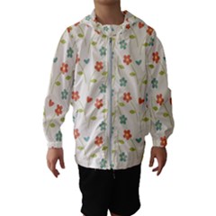 Floral-pattern-wallpaper-retro Kids  Hooded Windbreaker by Semog4