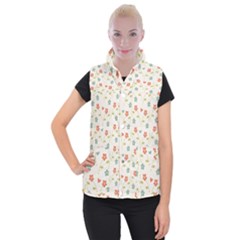 Floral-pattern-wallpaper-retro Women s Button Up Vest by Semog4
