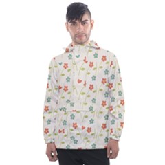 Floral-pattern-wallpaper-retro Men s Front Pocket Pullover Windbreaker by Semog4