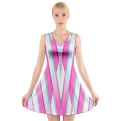 Geometric-3d-design-pattern-pink V-neck Sleeveless Dress by Semog4