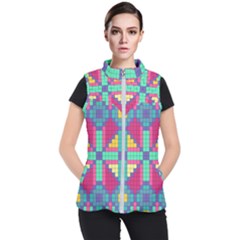 Checkerboard-squares-abstract--- Women s Puffer Vest by Semog4