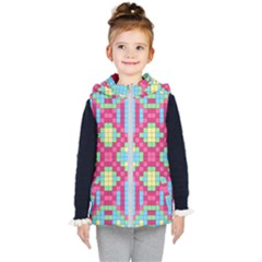 Checkerboard-squares-abstract---- Kids  Hooded Puffer Vest by Semog4