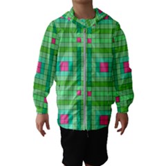 Checkerboard-squares-abstract-- Kids  Hooded Windbreaker by Semog4