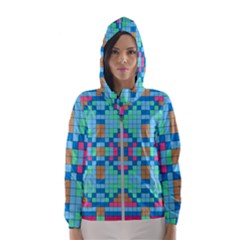 Checkerboard-squares-abstract Women s Hooded Windbreaker by Semog4