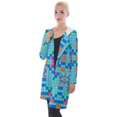 Checkerboard-squares-abstract Hooded Pocket Cardigan by Semog4