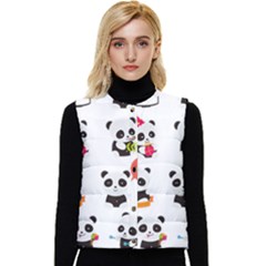 Giant Panda Bear Cuteness Women s Short Button Up Puffer Vest by Salman4z