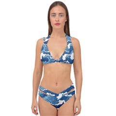 Waves Aesthetics Illustration Japanese Double Strap Halter Bikini Set