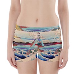 Wave Japanese Mount Fuji Woodblock Print Ocean Boyleg Bikini Wrap Bottoms by Salman4z