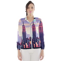 New York Skyline Cityscape Nyc New York City Landmark Women s Windbreaker by Jancukart