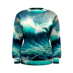 Waves Ocean Sea Tsunami Nautical Blue Women s Sweatshirt by Jancukart